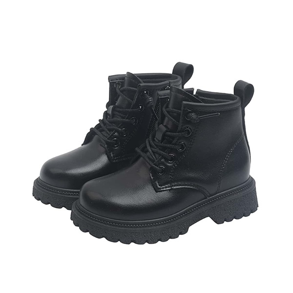 

Girls Minimalist Side Zipper Combat Boots, Black