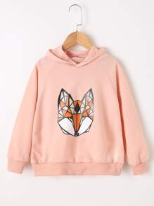 Young Girls Fox Print Raglan Sleeve Sweatshirt - Baby Pink - View 1