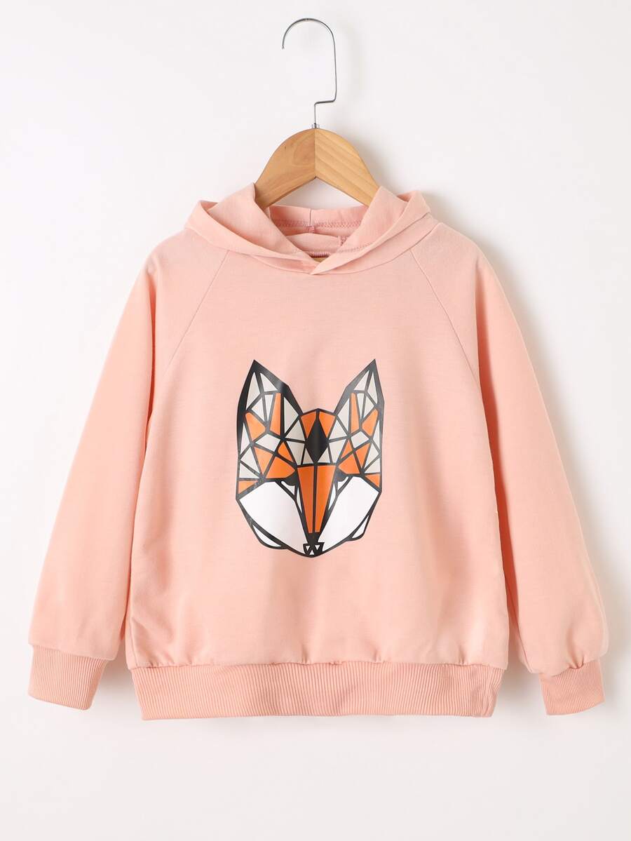 Young Girls Fox Print Raglan Sleeve Sweatshirt - Baby Pink - View 1