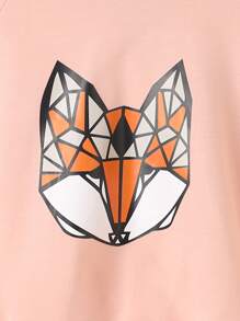 Young Girls Fox Print Raglan Sleeve Sweatshirt - Baby Pink - View 3