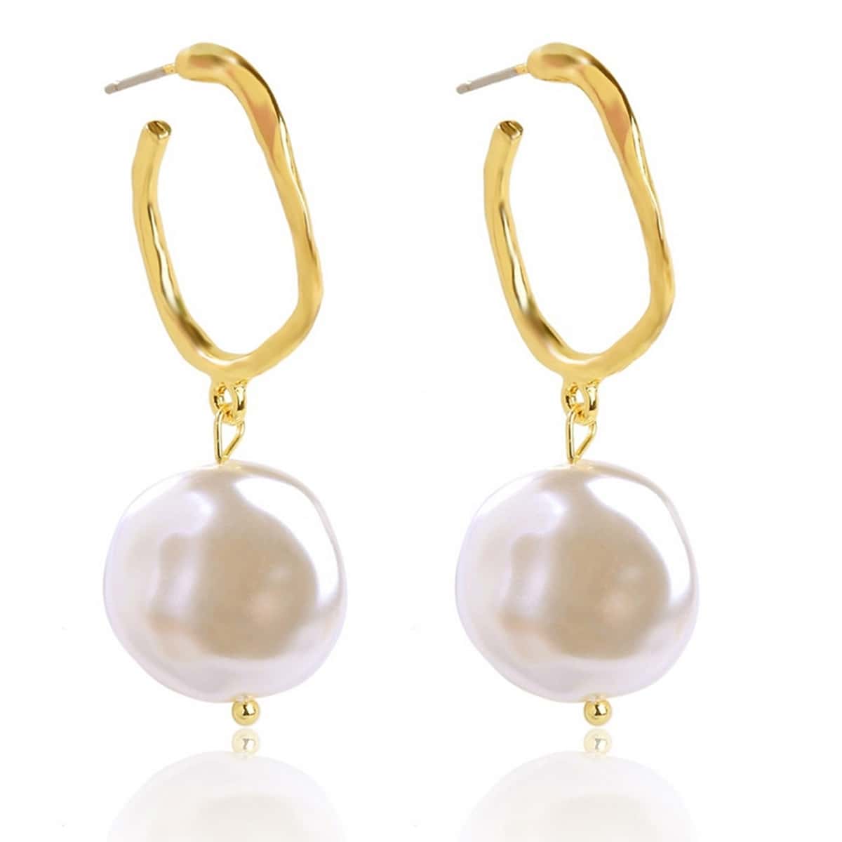 

Faux Pearl Drop Earrings, Gold