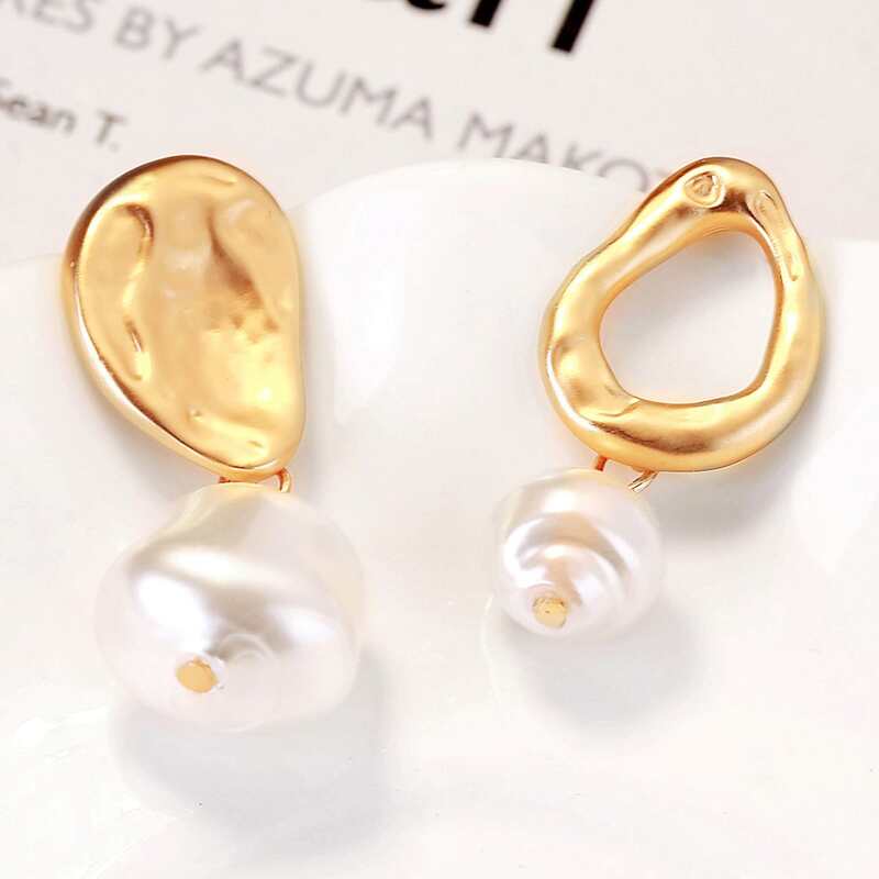 

Faux Pearl Drop Earrings, Gold