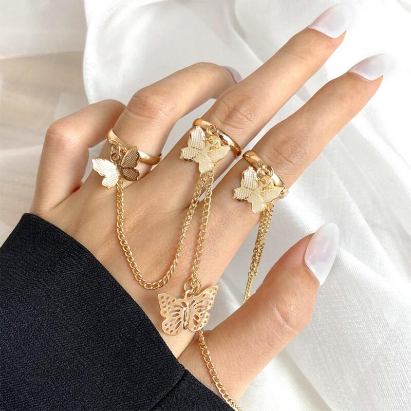 

2pcs Butterfly Decor Ring, Gold