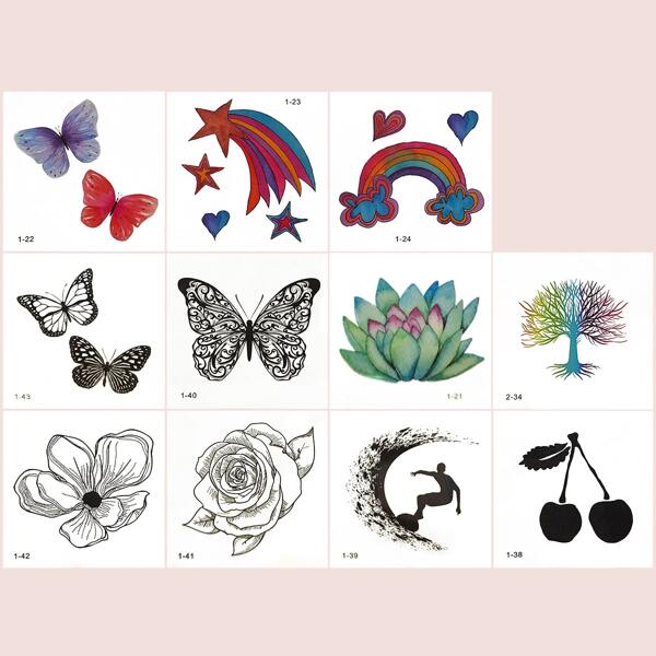 

10sheets Butterfly Pattern Tattoo Sticker, Multicolor
