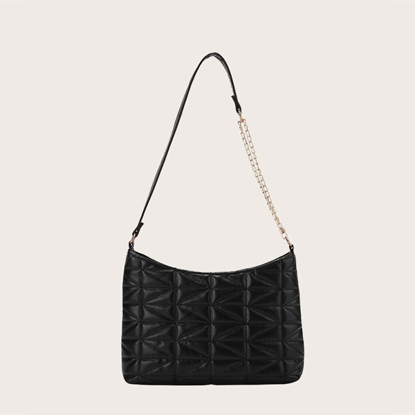 

Girls Quilted Baguette Bag, Black