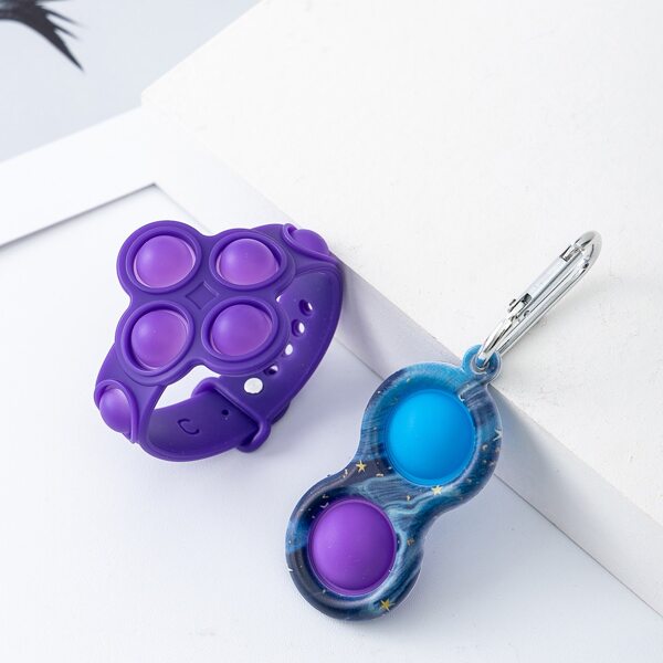 

2pcs Girls Tie Dye Bubble Bag Charm, Multicolor