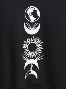 Niñas Pullover con estampado de sol y luna - Negro - Ver 3