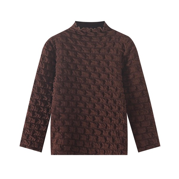 

Toddler Girls Textured Lettuce Trim Tee, Chocolate brown