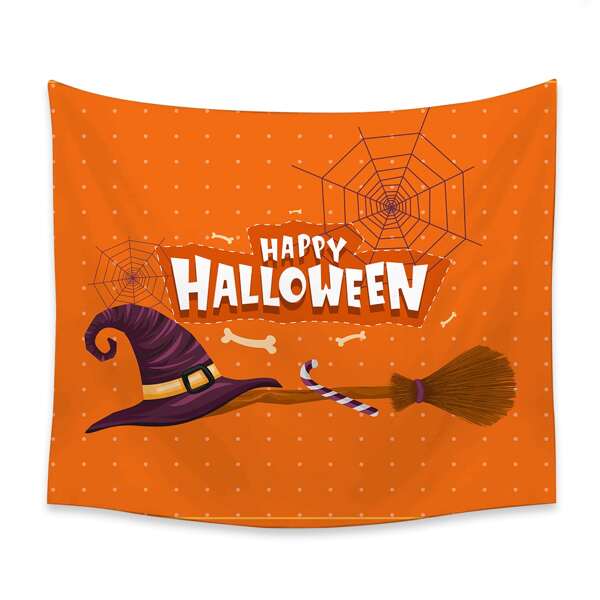 

Halloween Witch Hat Print Tapestry, Multicolor