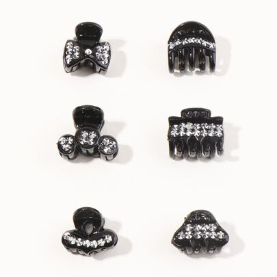 6pcs Rhinestone Decor Hair Claw