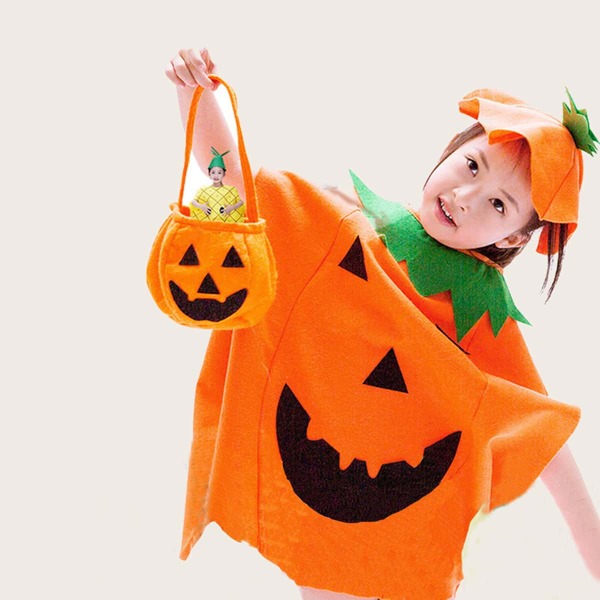 

Halloween 3pcs Kids Pumpkin Design Satchel Bag, Orange