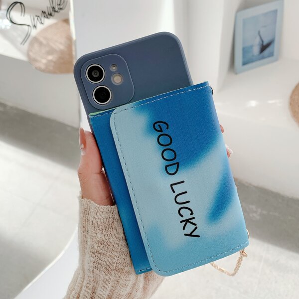 

Letter Graphic Wallet Phone Case, Blue