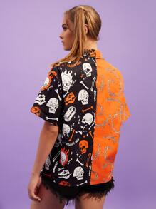 SHEIN Áo sơ mi Chuỗi & In Đầu lâu - Nhiều màu - Xem 2