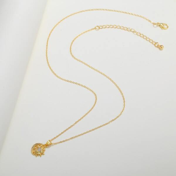 

Zircon Decor Pendant Necklace, Gold