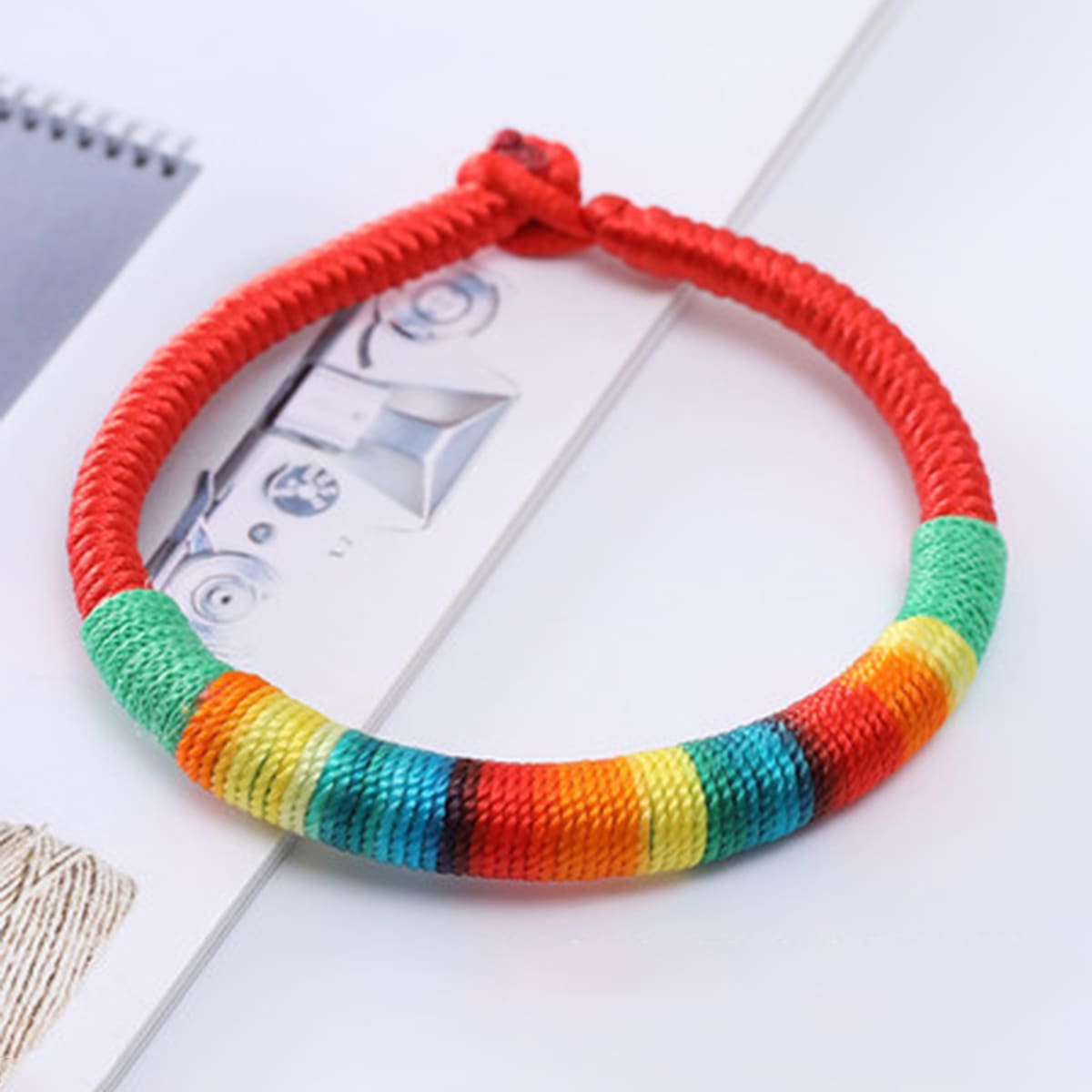 

Rainbow Stripe Braided Bracelet, Red