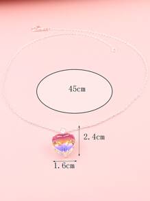 1 件心形彩色绿柱石吊坠项链，简约时尚，适合夏季