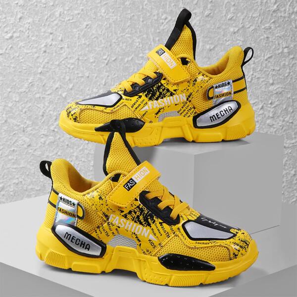 

Boys Letter Graphic Velcro Strap Sneakers, Yellow