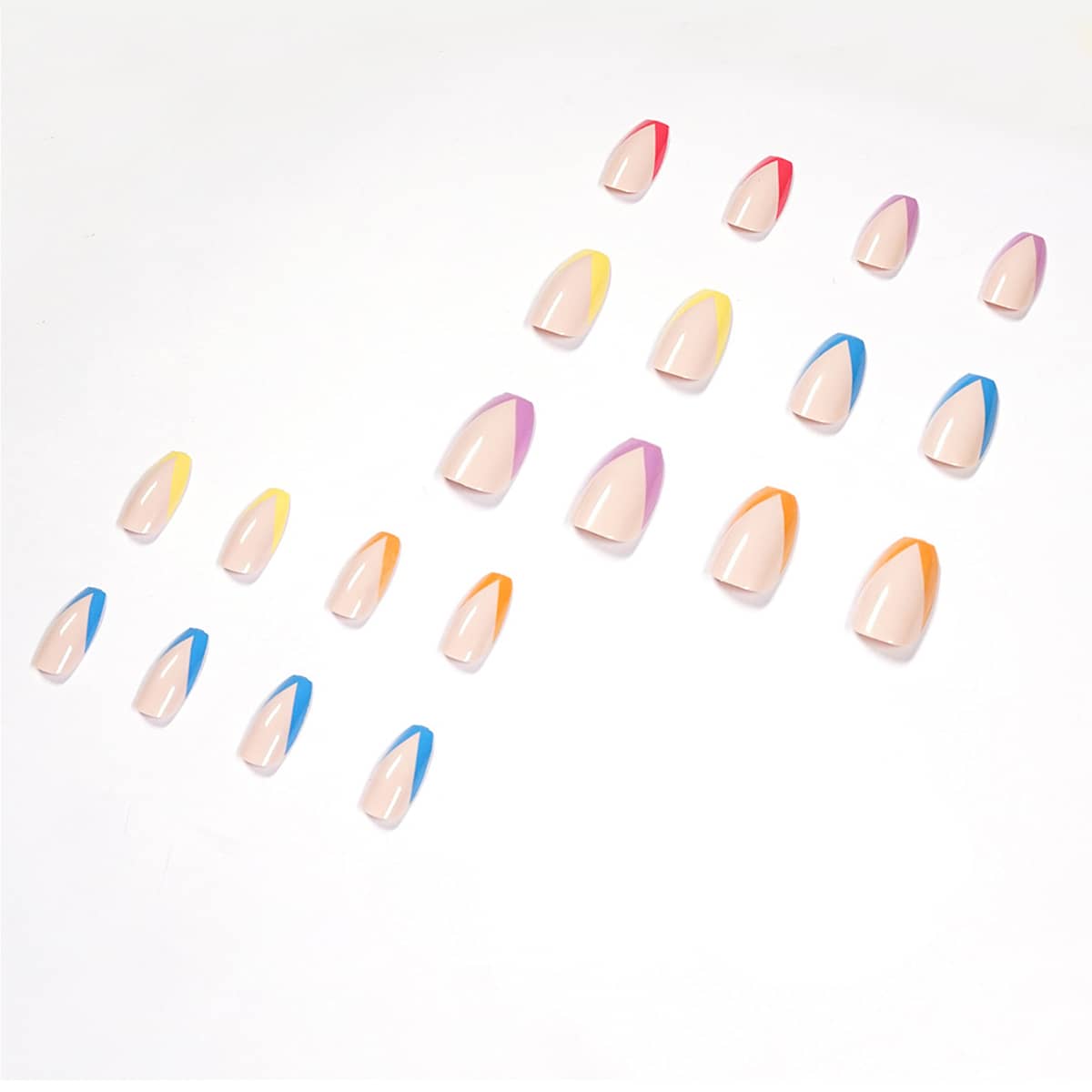 

24pcs Colorblock Fake Nail, Multicolor