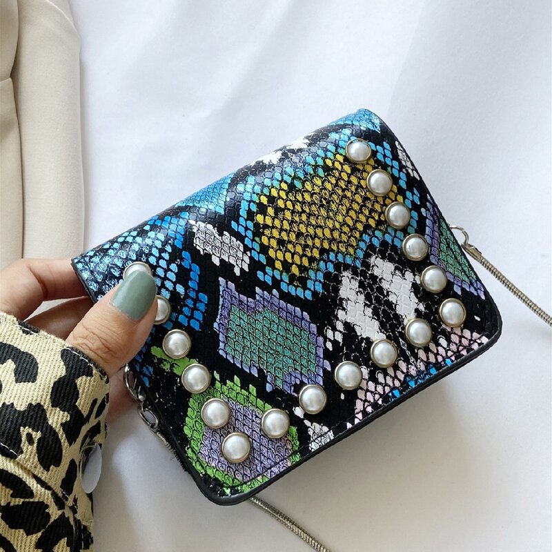 

Snakeskin Pattern Crossbody Bag, Multicolor