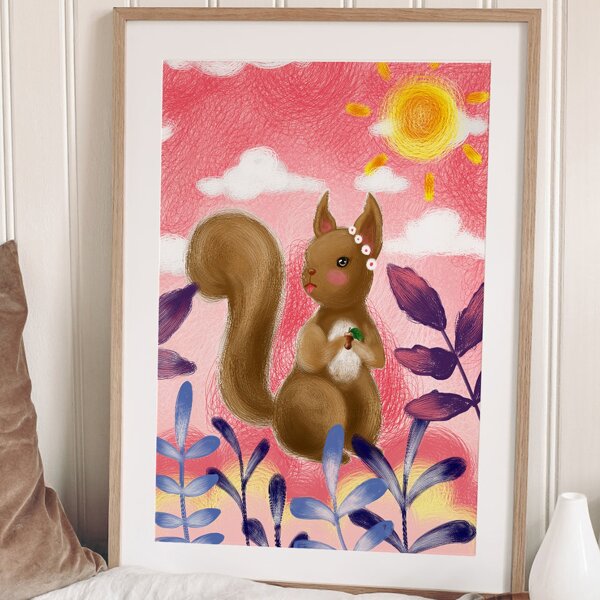 

Squirrel Print Unframed Painting, Multicolor