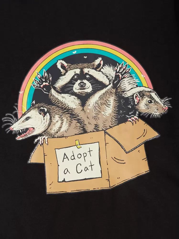 Vincenttrinidadart ROMWE MEN Men Letter Rainbow & Animal Graphic Tee - Black - View 4