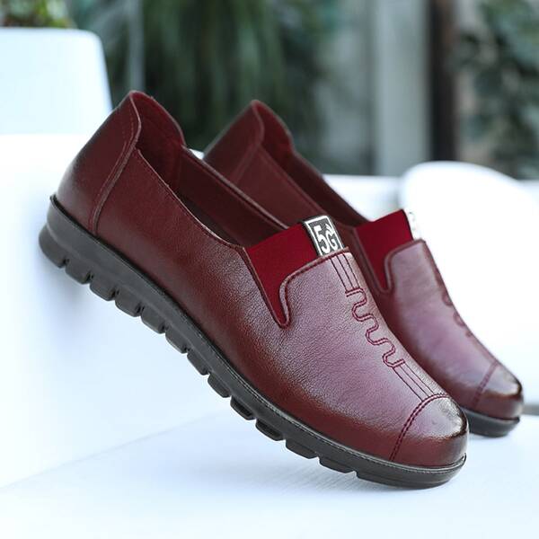 

Letter Graphic Slip-On Flats, Burgundy
