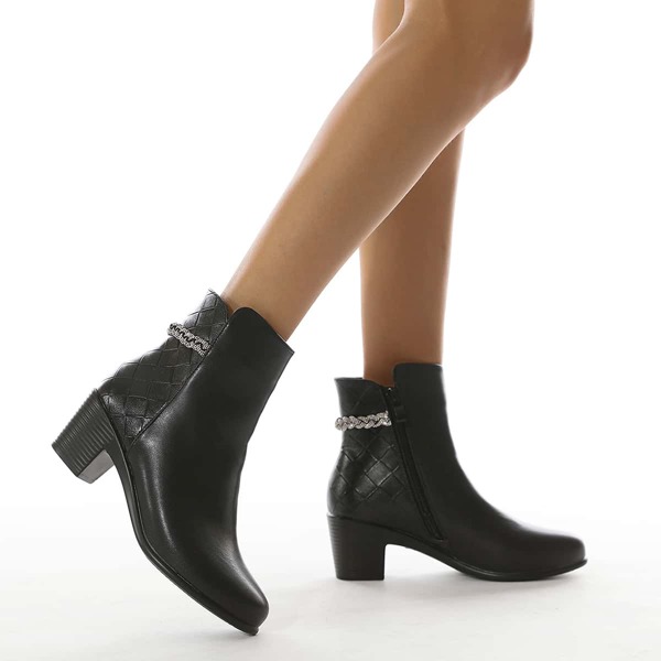 

Minimalist Rhinestone Decor Side Zipper Fashion Boots, Black