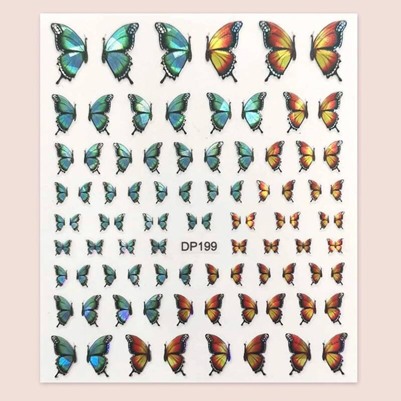 

1sheet Laser Butterfly Pattern Nail Art Sticker, Multicolor