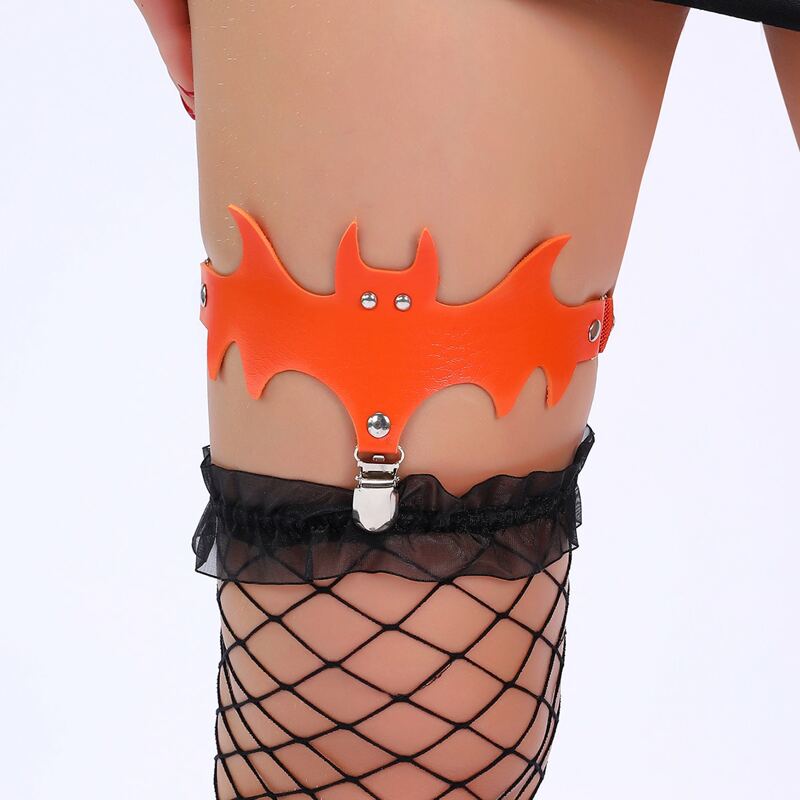 

Halloween Bat Design Leg Garter Belt, Orange