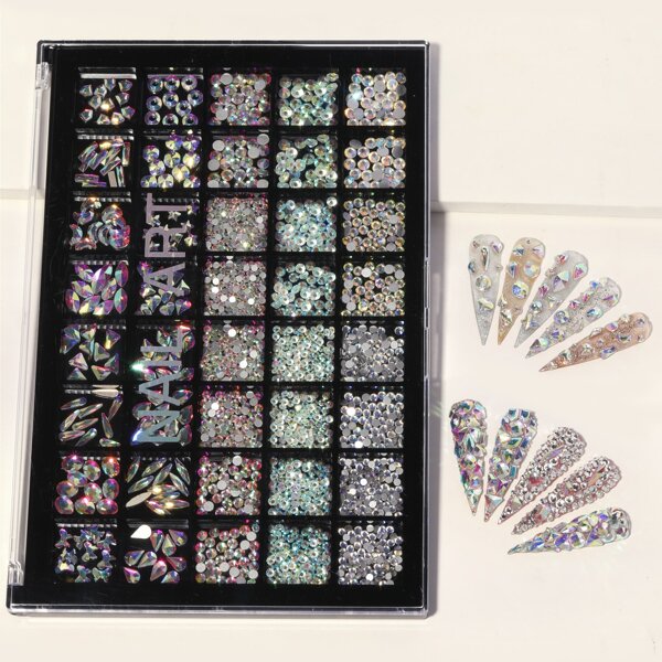 

1box Rhinestone Decor Nail Art Decoration, Purple