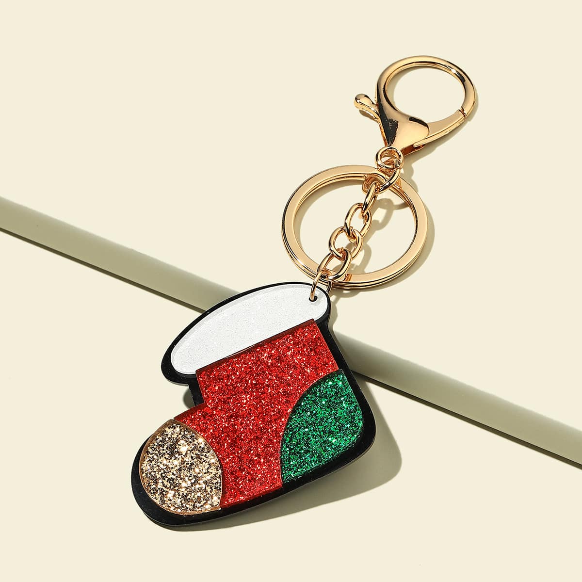 

Christmas Socks Charm Keychain, Multicolor