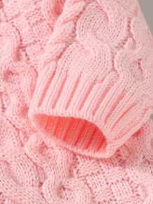 Baby Girl Button Detail Cable Knit Jumpsuit - Baby Pink - View 4