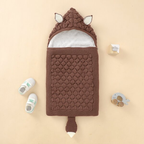 

Ear Detail Baby Sleeping Bag, Coffee brown