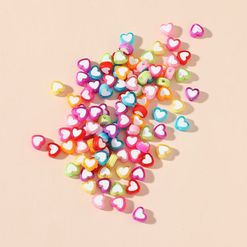 

100pcs Random Color Heart DIY Jewelry Accessory, Multicolor