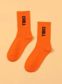 秋季字母图案中筒袜