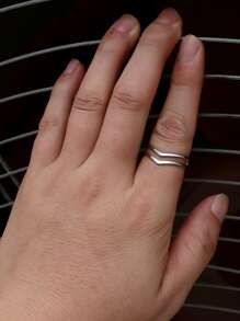 时尚流行男士结构戒指不锈钢，可作为珠宝礼物，打造时尚外观 - 銀色 - 查看 2