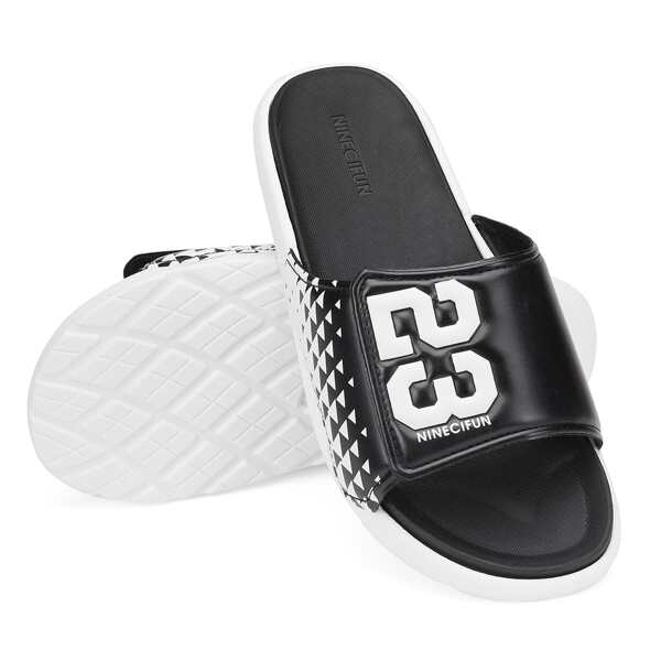 

Men Letter Graphic Slides, Black and white