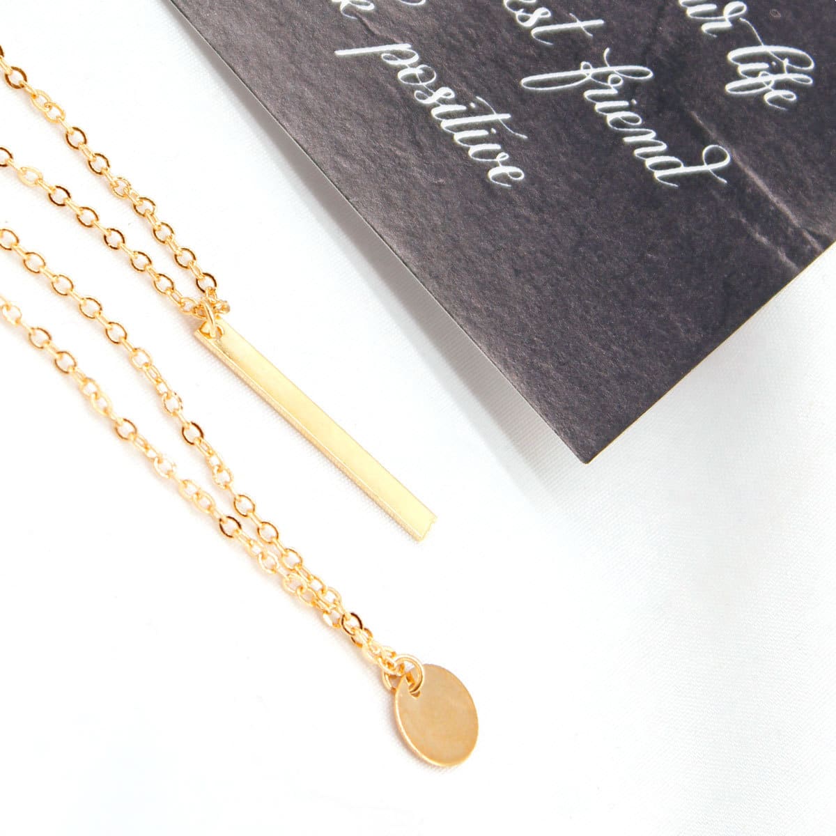 

Disc Decor Layered Chain Necklace, Gold