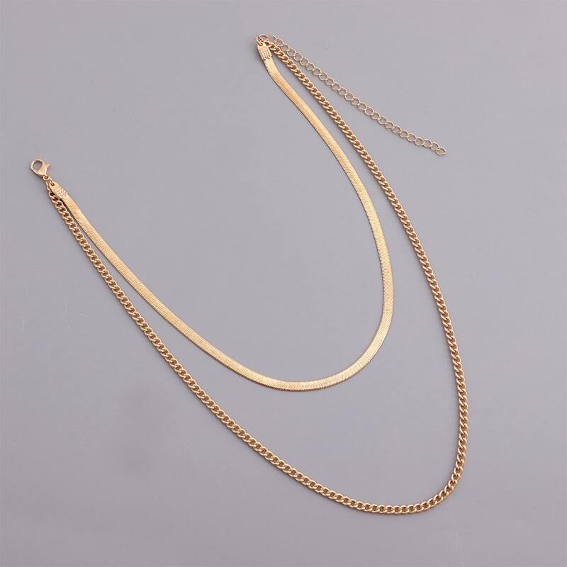 

Minimalist Layered Chain Necklace, Gold
