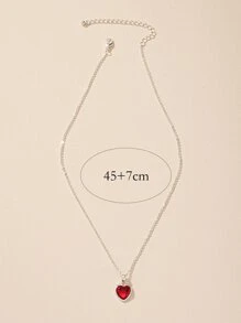 愛心掛飾項鍊 - 紅色 - 查看 3