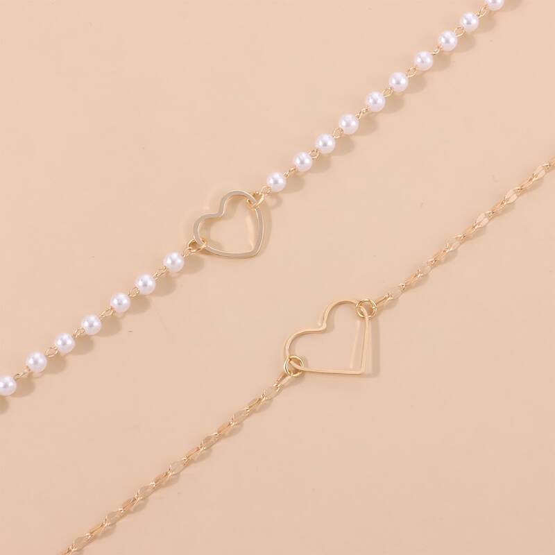 

Heart Decor Layered Chain Necklace, Gold
