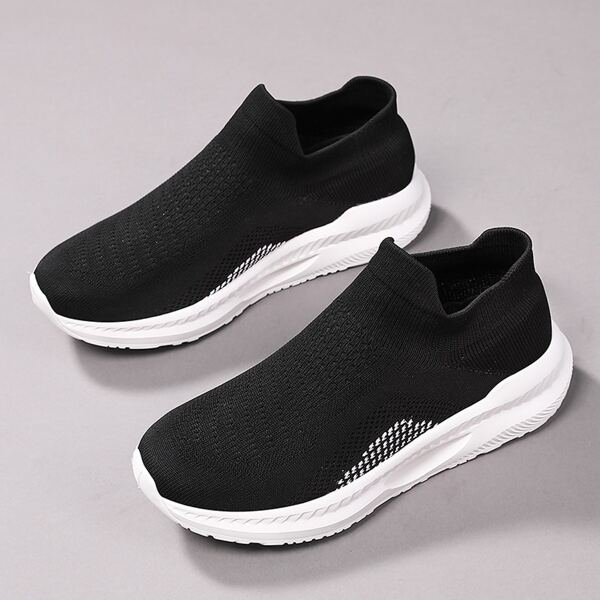 

Minimalist Knit Slip On Sneakers, Black