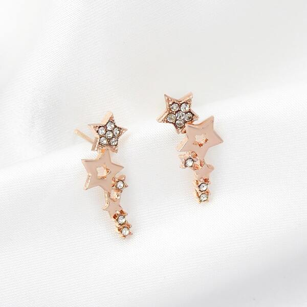 

Star Decor Stud Earrings, Rose gold