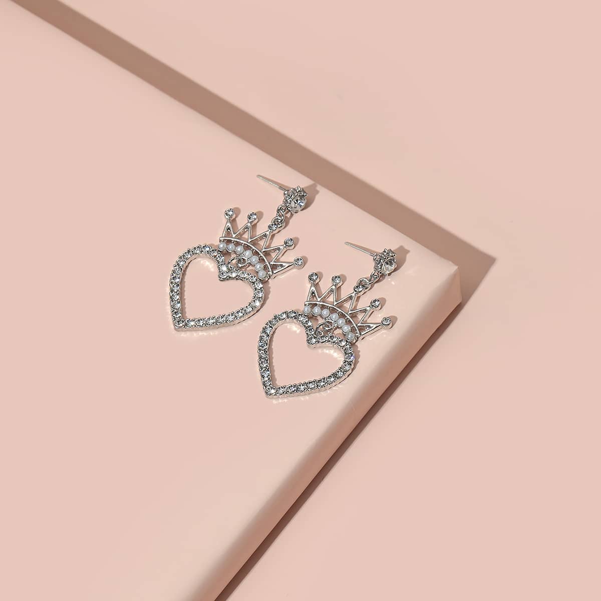 

Heart Drop Earrings, Silver