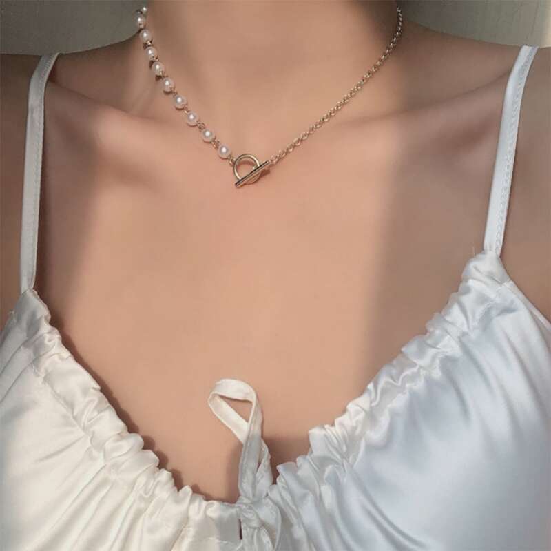 

Faux Pearl Decor Necklace, Gold