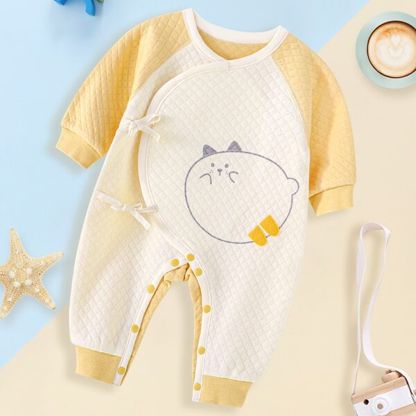 

Baby 2pcs Cartoon Graphic Tie Side Jumpsuit, Multicolor