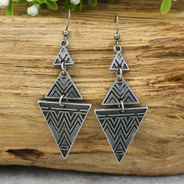 

Triangle Drop Earrings, Grey