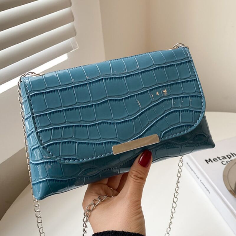 

Croc Embossed Crossbody Bag, Blue