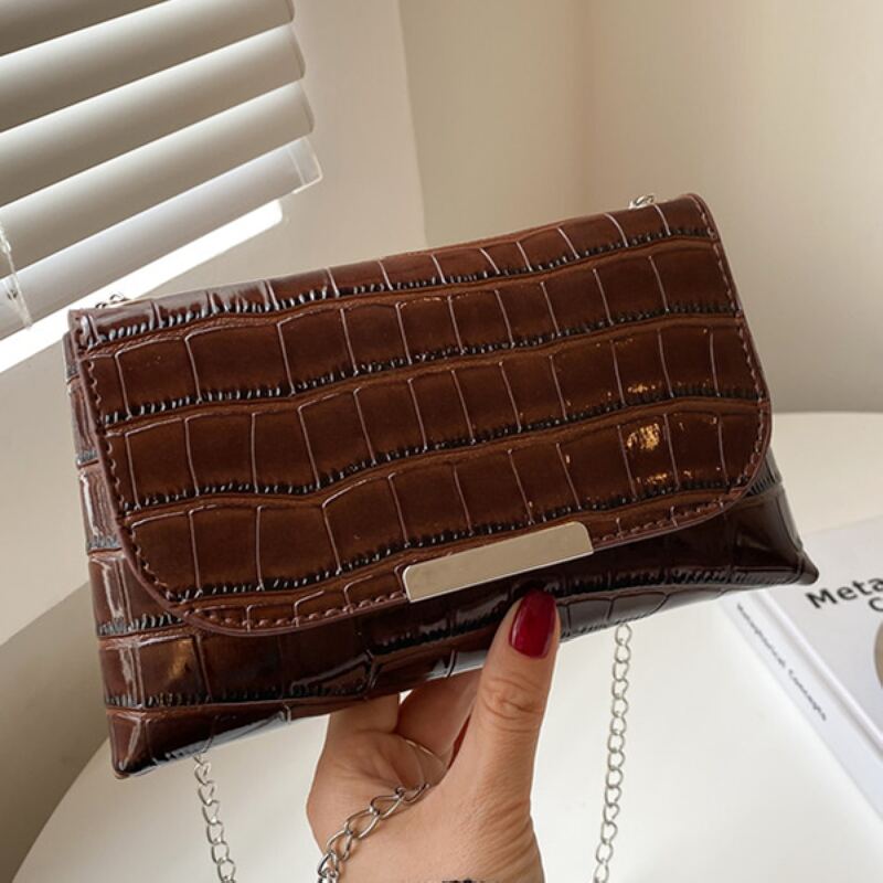 

Croc Embossed Crossbody Bag, Brown