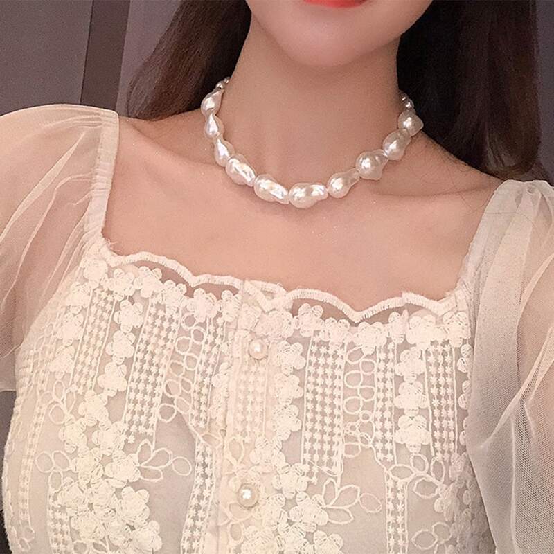 

Faux Pearl Beaded Necklace, White
